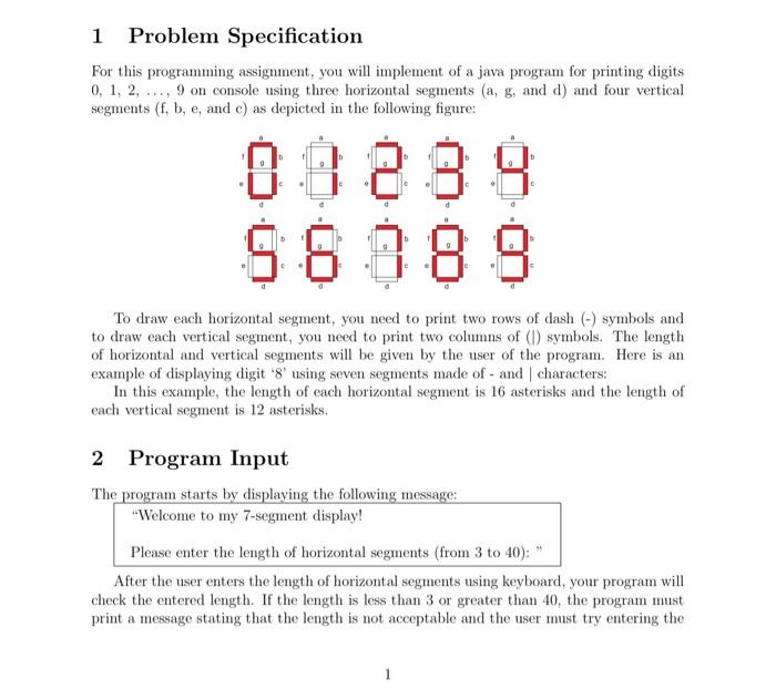 Solved 1 Problem Specification For this programming | Chegg.com