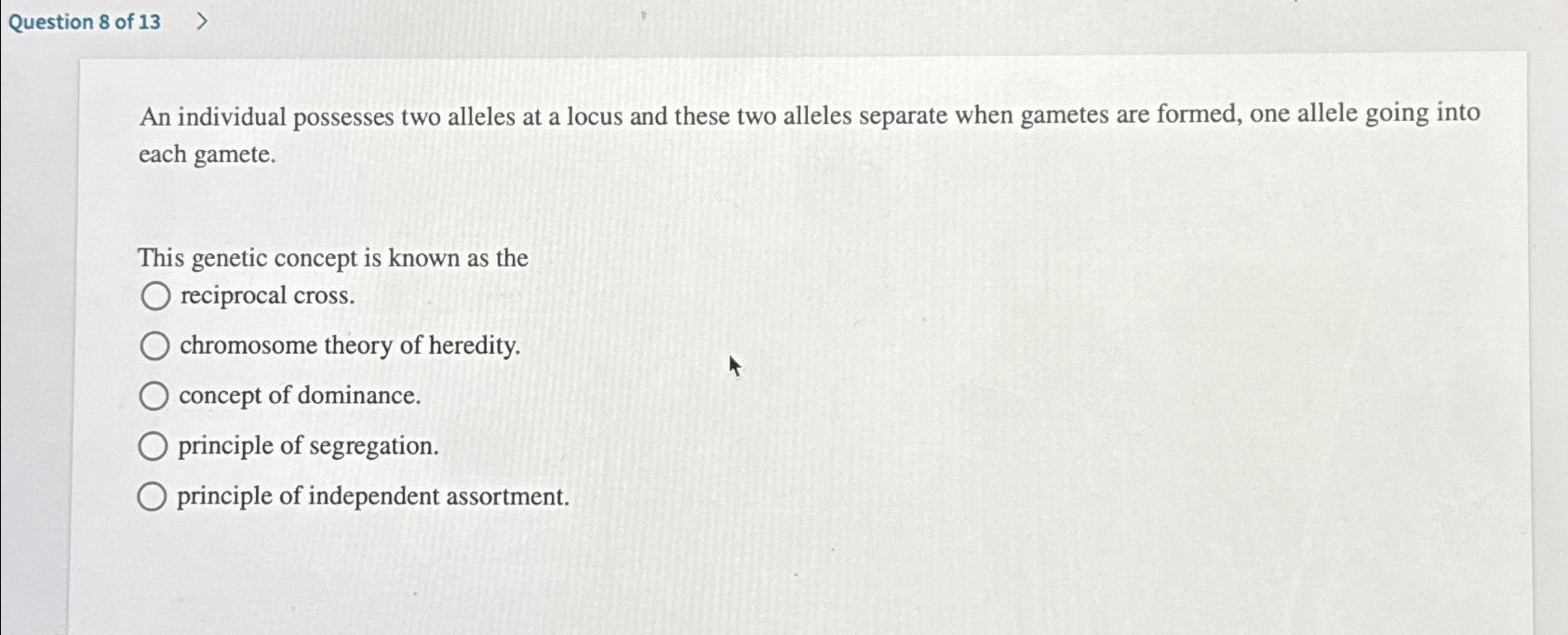 Solved Question 8 ﻿of 13An individual possesses two alleles | Chegg.com
