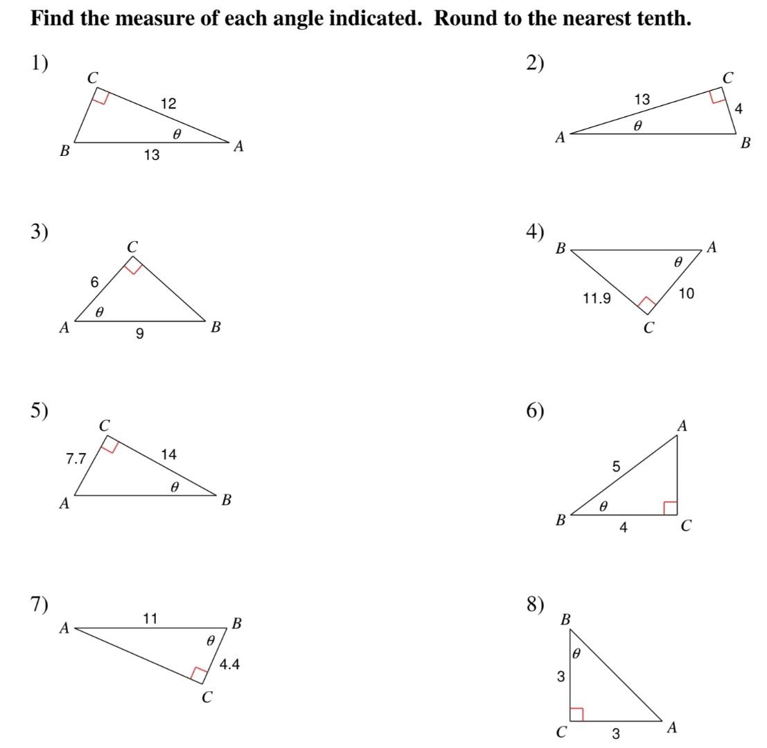 Solved Find the measure of each angle indicated. Round to | Chegg.com