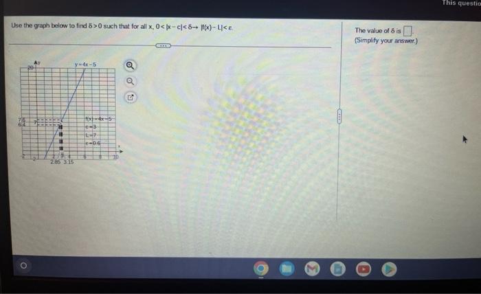 Solved Use the graph below to find 8>0 such that for all x, | Chegg.com