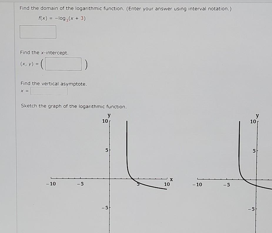 Solved Find the domain of the logarithmic function. (Enter | Chegg.com