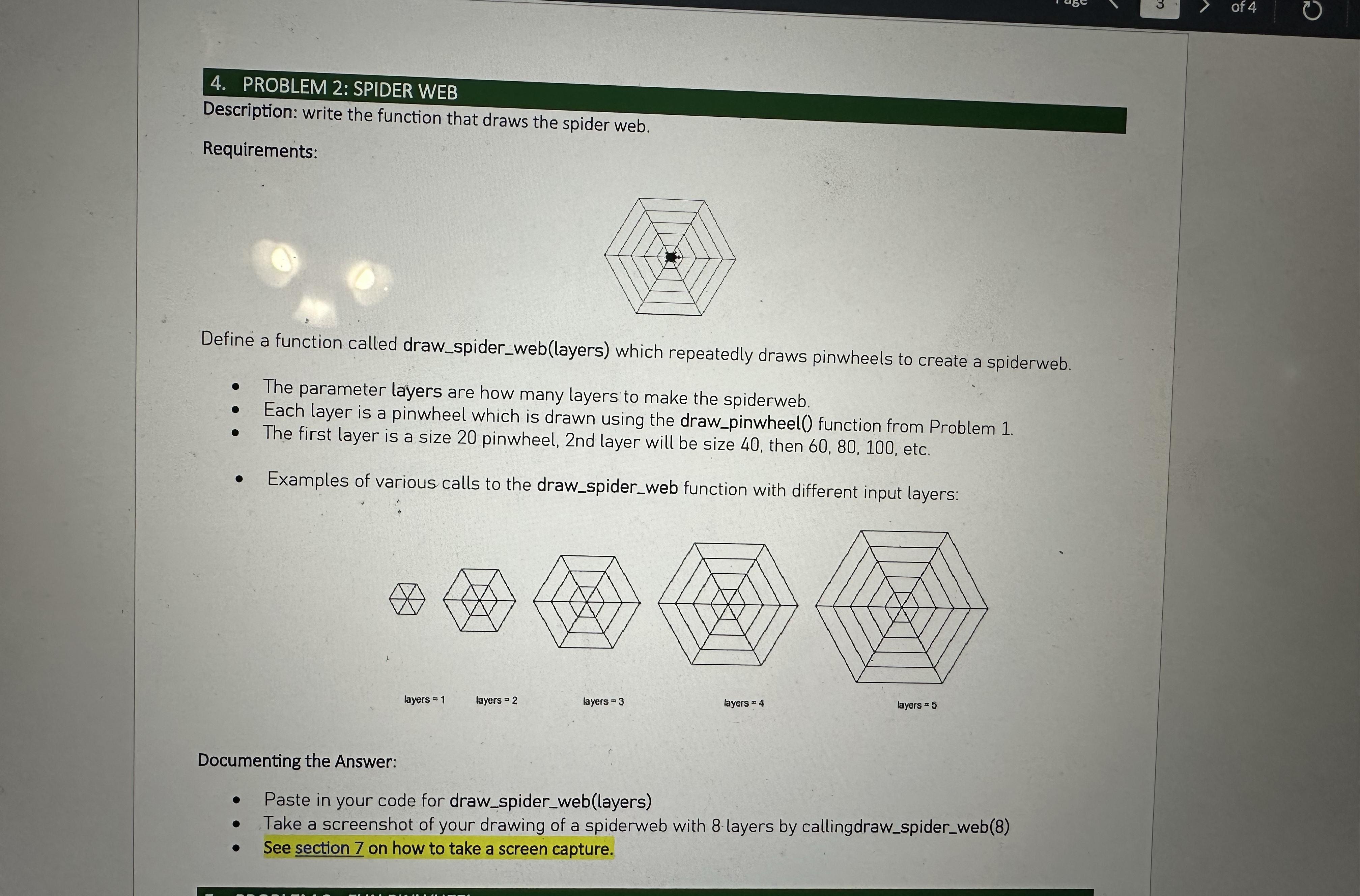 Solved PROBLEM 2: SPIDER WEBDescription: write the function | Chegg.com