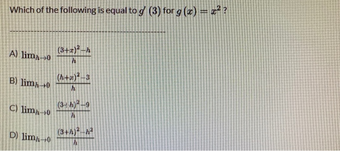 Which Of The Following Is Equal To G 3 For G X Chegg Com