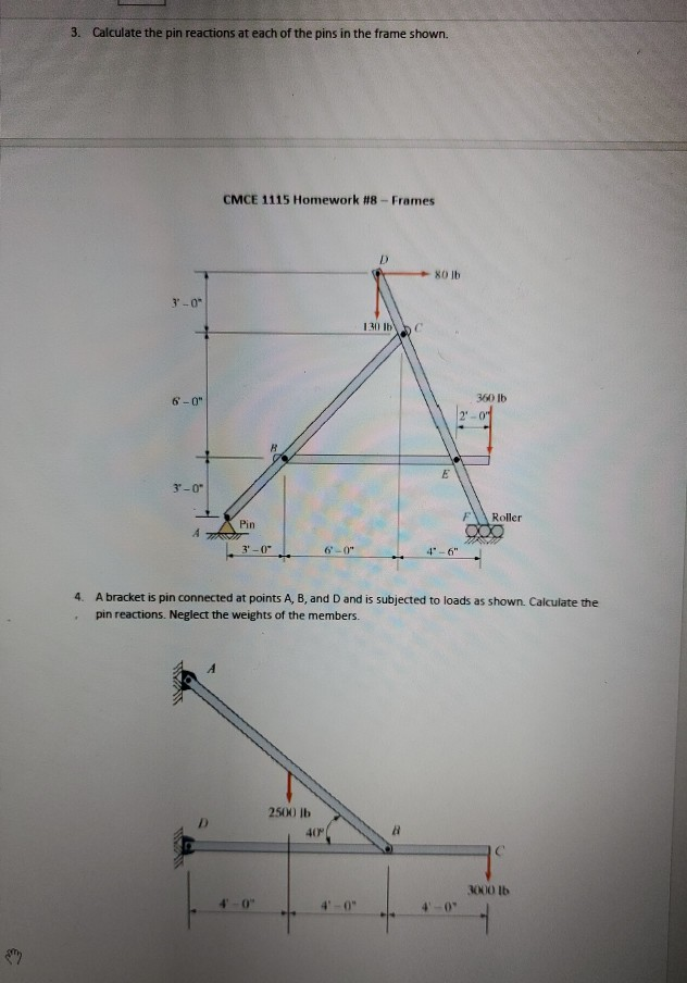 Solved CMCE 1115 Homework #8 - Frames 1. A Pin-connected | Chegg.com