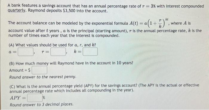 Solved A bank features a savings account that has an annual | Chegg.com