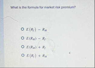 Solved What is the formula for market risk | Chegg.com
