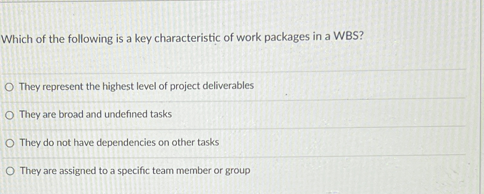 Solved Which of the following is a key characteristic of | Chegg.com