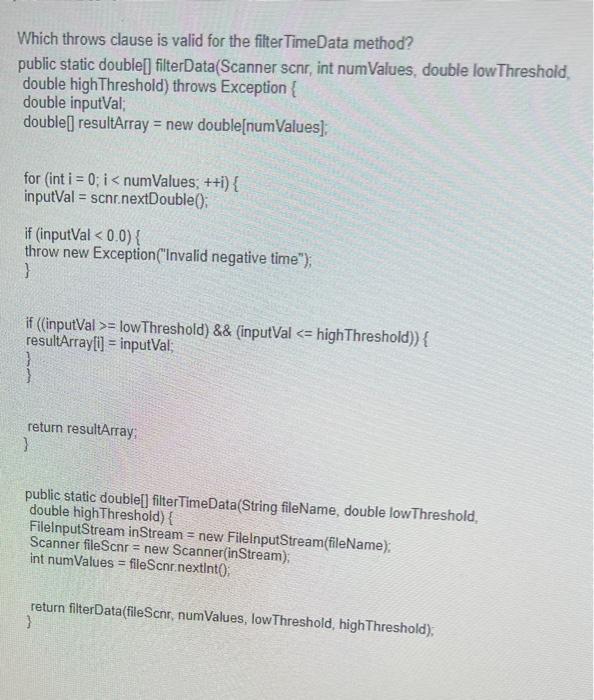 Solved In Java what is the correct answer ? A. throws