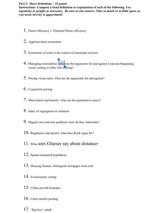 Solved Part 1 Short definitions 25 points Instructions