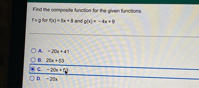 Solved Find The Composite Function For The Given Functions. | Chegg.com