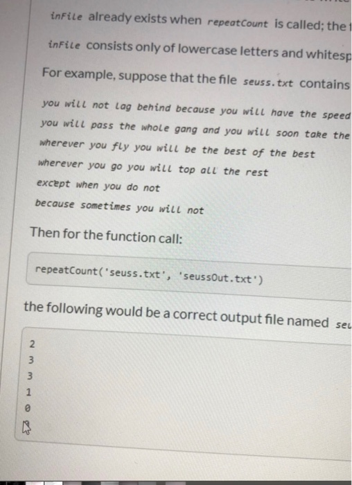 Solved Write a function named repeatCount that identifies | Chegg.com