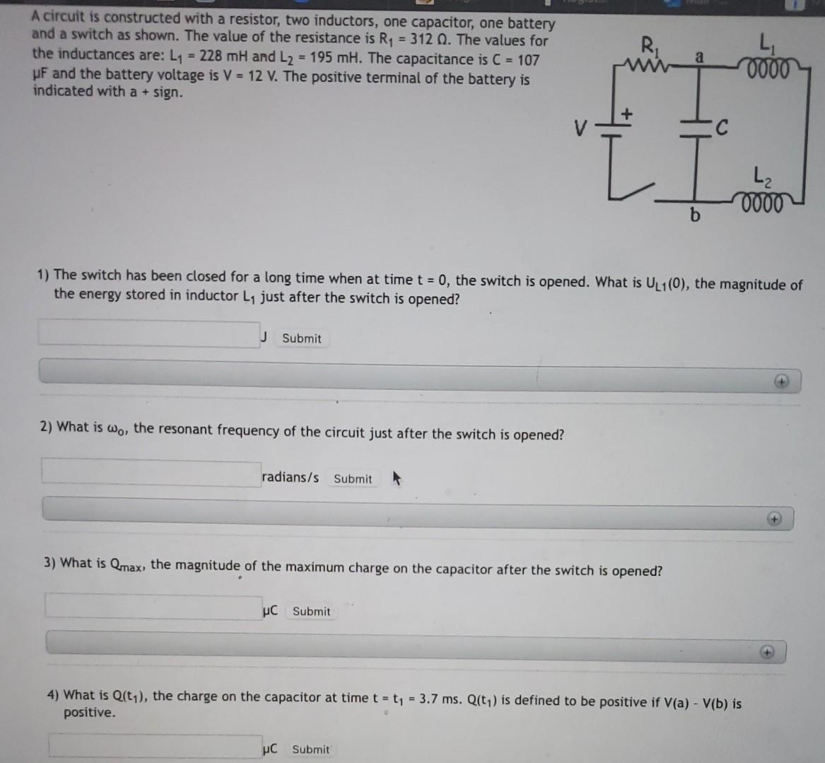 Solved A circuit is constructed with a resistor, two
