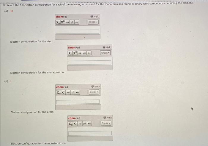 Solved Write out the full electron configuration for each of | Chegg.com