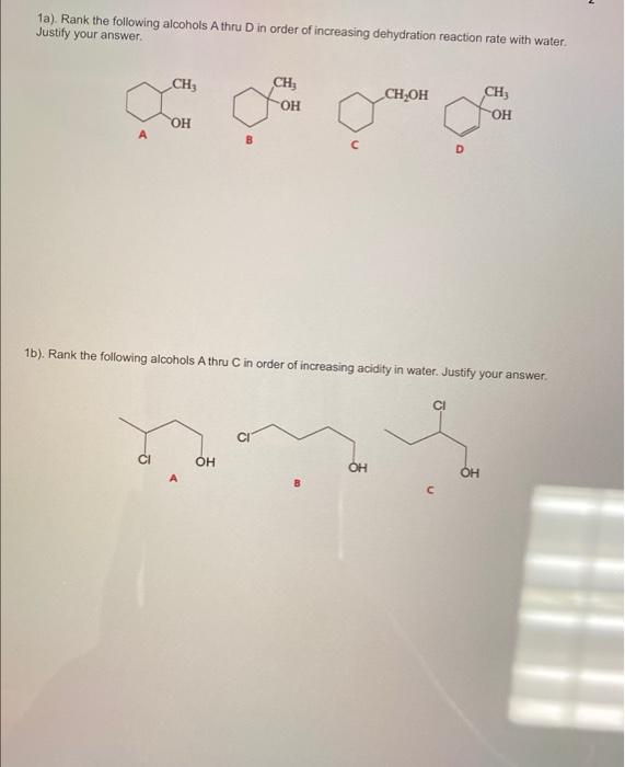 Solved The Topic Is Alcohols In Organic Chemistry. Please | Chegg.com