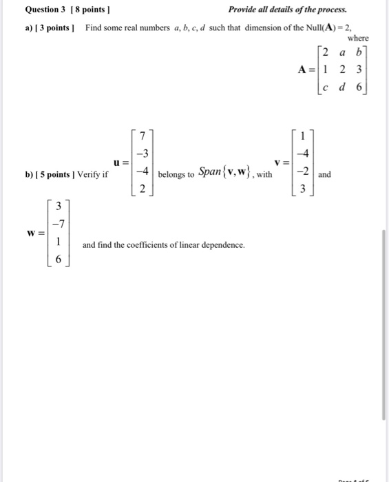 Solved Question 3 [8 points Provide all details of the | Chegg.com