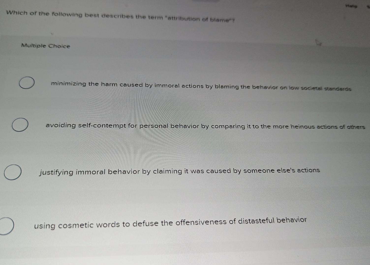 Solved Which of the following best describes the term | Chegg.com