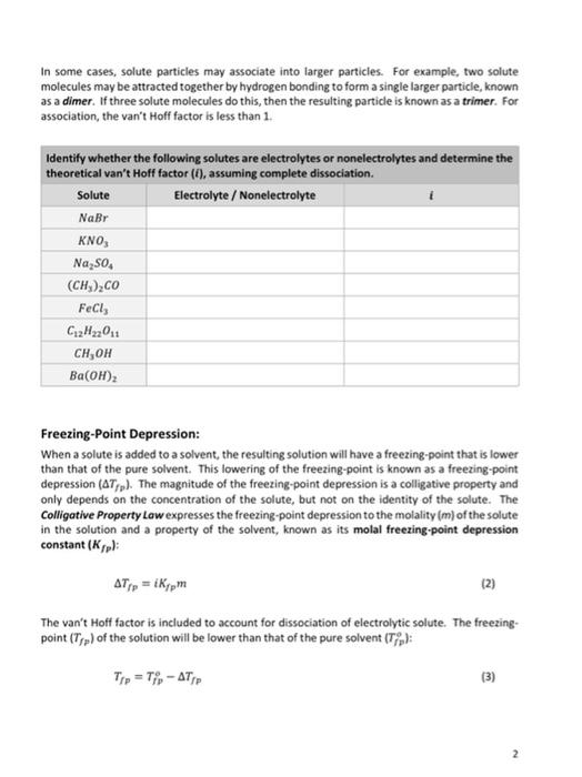 In some cases, solute particles may associate into larger particles. For example, two solute molecules may be attracted toget