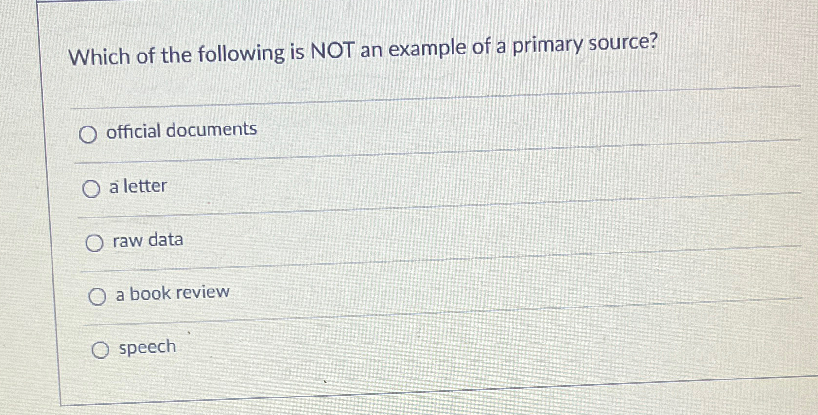 Solved Which of the following is NOT an example of a primary | Chegg.com