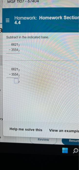 Solved MGF 1107-67 Homework: Homework Section 4.4 Subtract | Chegg.com