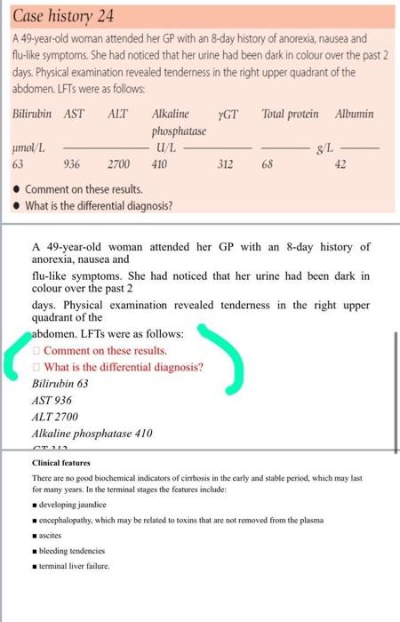Solved Case history 24 A 49-year-old woman attended her GP | Chegg.com