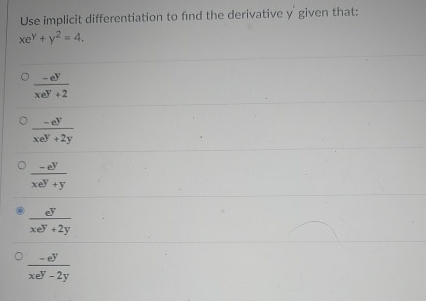 Solved Use implicit differentiation to find the derivative | Chegg.com