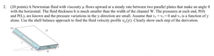 Solved (20 points) A Newtonian fluid with viscosity μ flows | Chegg.com
