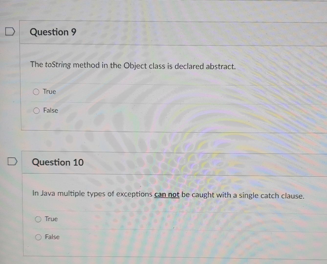 Solved Question 9 The toString method in the Object class is | Chegg.com