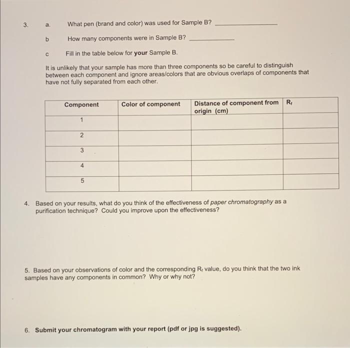 experiment 4 paper chromatography answers