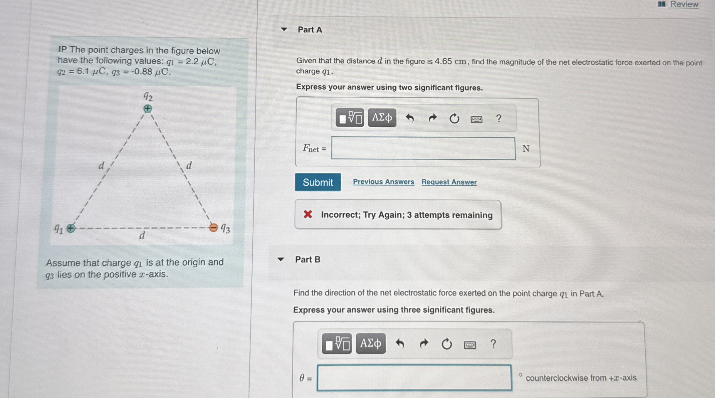 Solved ReviewPart AIP The point charges in the figure below | Chegg.com