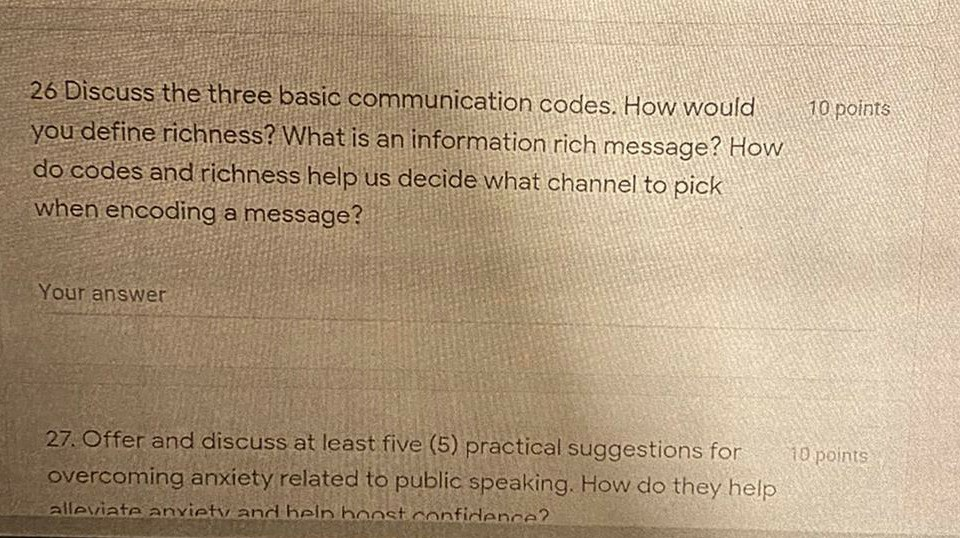 Solved 10 points 26 Discuss the three basic communication | Chegg.com