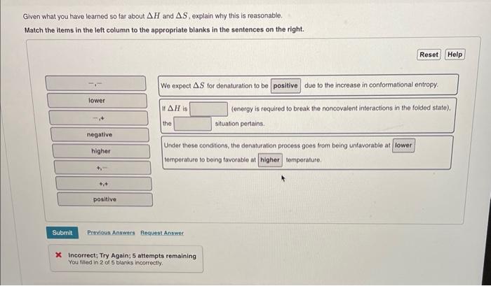 Solved Given what you have learned so far about ΔH and ΔS, | Chegg.com