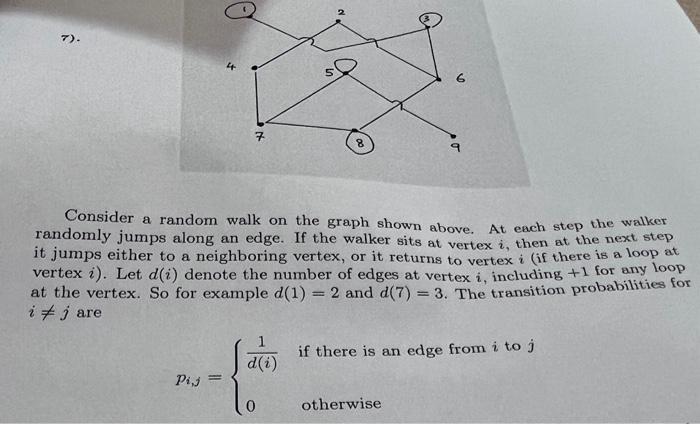 Solved Consider a random walk on the graph shown above. At | Chegg.com