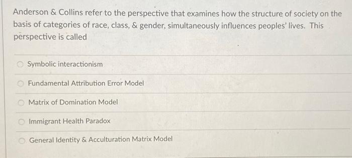 Solved Anderson \& Collins refer to the perspective that | Chegg.com