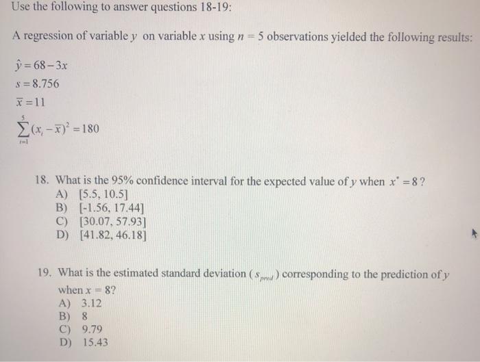Solved Use the following to answer questions 18-19: A | Chegg.com