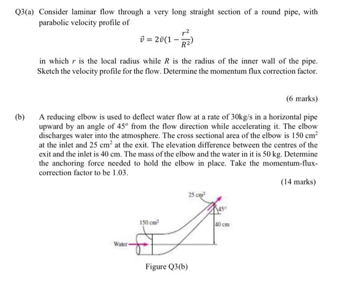 Solved Q3(a) Consider laminar flow through a very long | Chegg.com