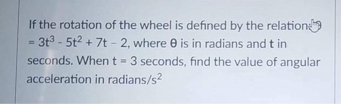 Solved If the rotation of the wheel is defined by the | Chegg.com