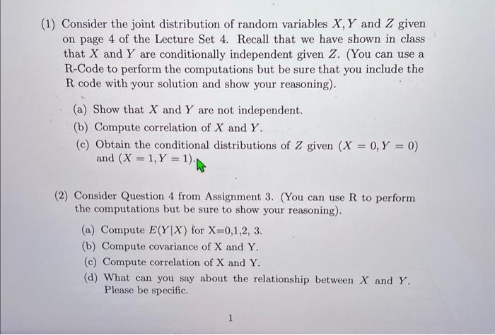 Solved (1) Consider the joint distribution of random | Chegg.com