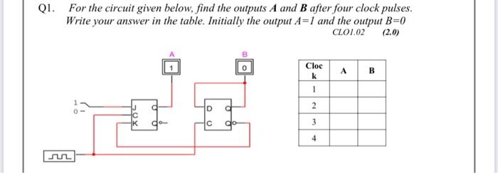 Solved Q1. For the circuit given below, find the outputs A | Chegg.com