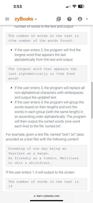 Solved 32.1 Project 1: A Simple Text Processing Program In | Chegg.com