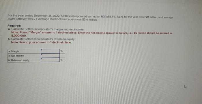 Solved For The Year Ended December 31, 2022, Setties | Chegg.com