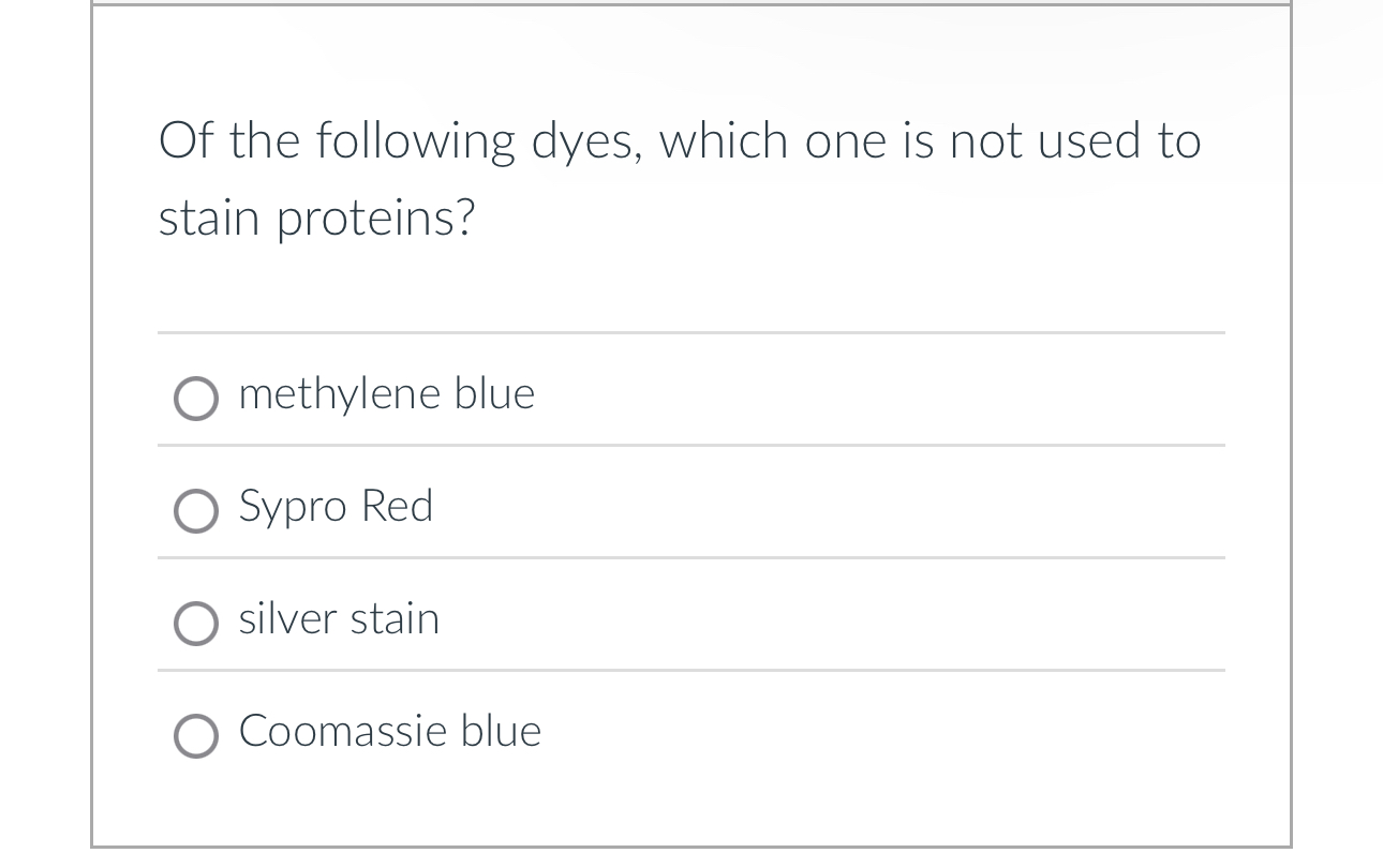Solved Of the following dyes, which one is not used tostain | Chegg.com