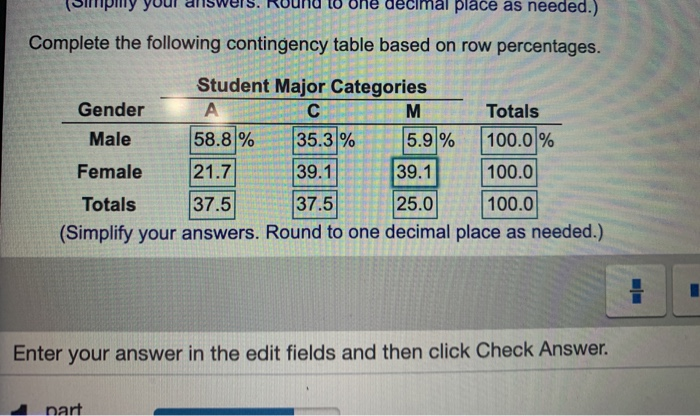 Solved a. Tally the data into a contingency table where the