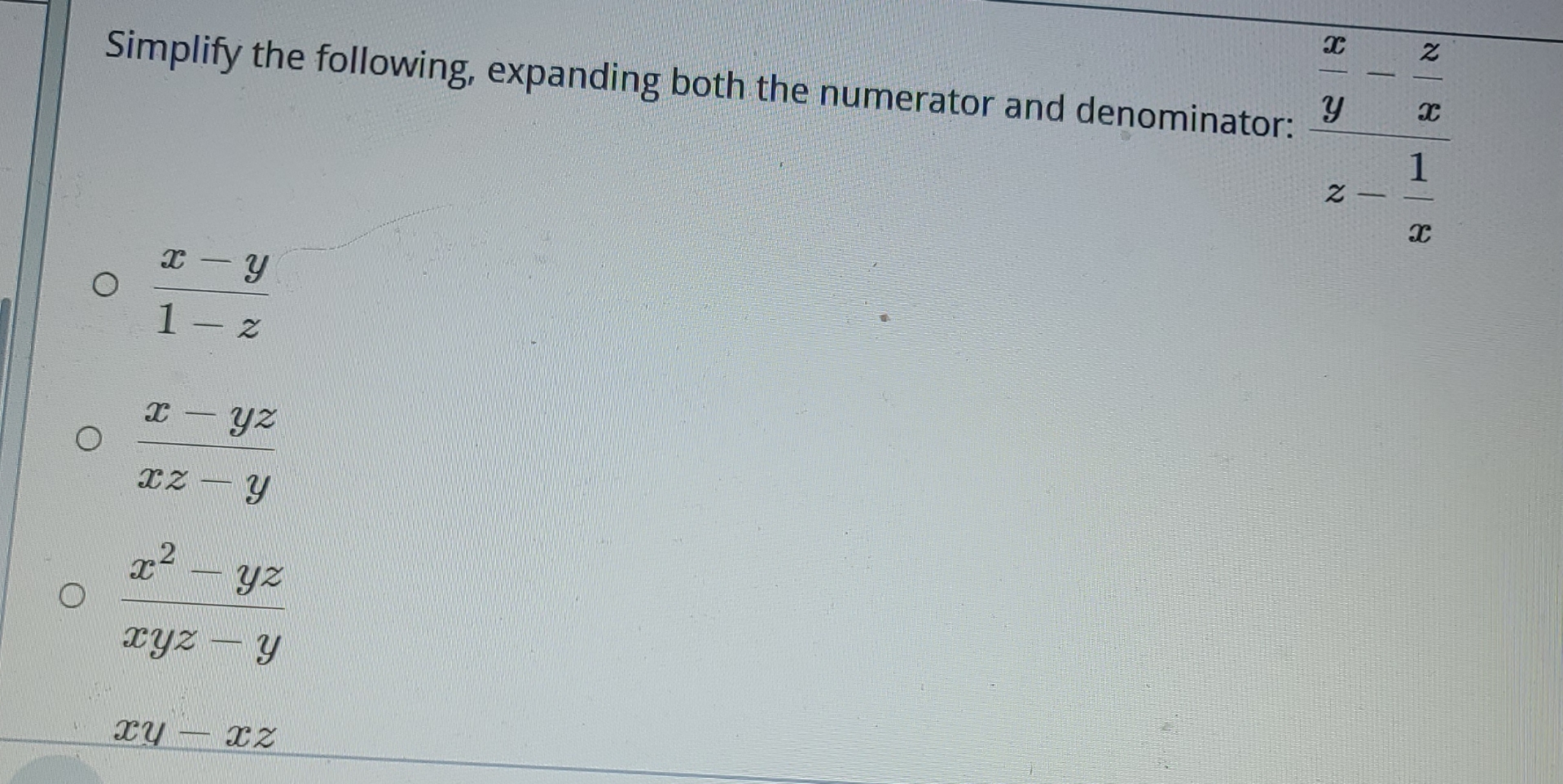 Solved X Y1 Zx Yzxz Yx2 Yzxyz Yxy Xz