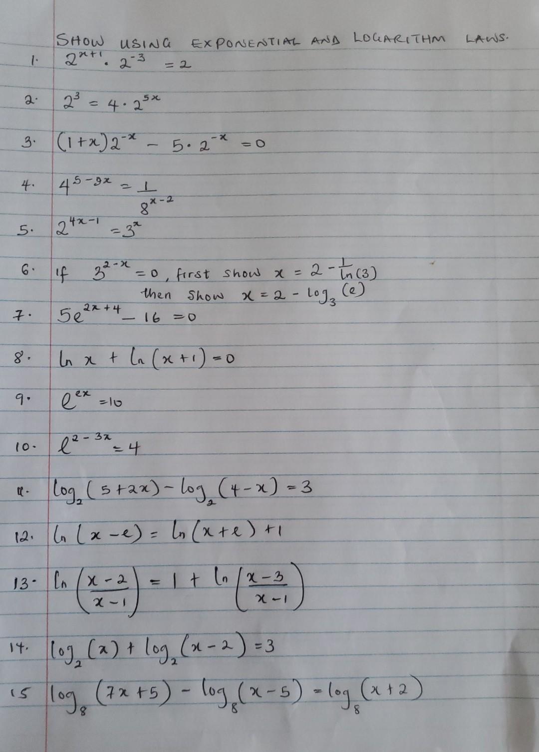 Solved SHOW USING EXPONENTIAL AND LOGARITHM LAWS. 1. | Chegg.com