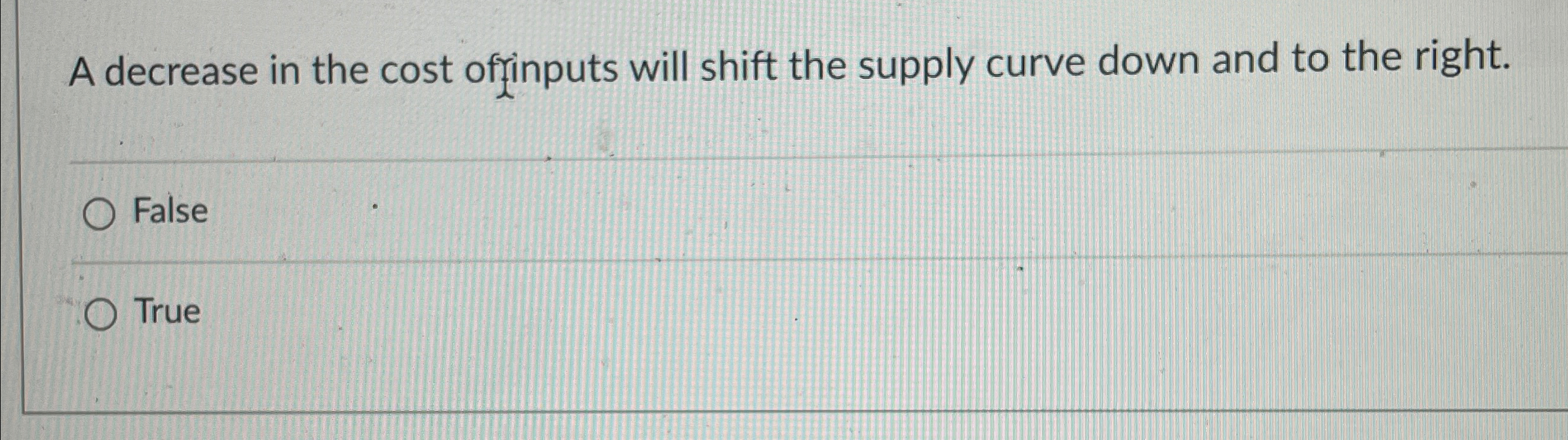 Solved A decrease in the cost offinputs will shift the | Chegg.com