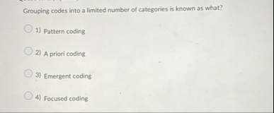 Solved Grouping codes into a limited number of categories is | Chegg.com