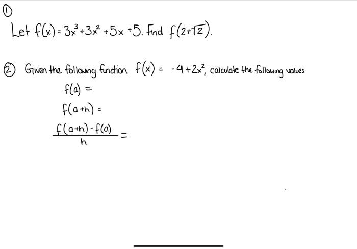 Solved 0 Let F(x)= 3x³+3² +5x +5. Find F(2+12). Given The | Chegg.com