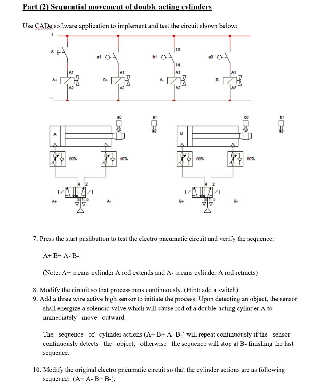 Solved Part (2) Sequential movement of double acting | Chegg.com