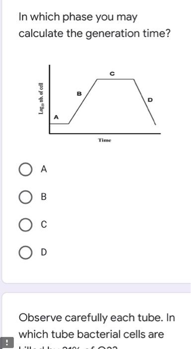 Solved In which phase you may calculate the generation time? | Chegg.com