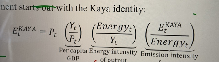 Hello, I need help on solving for the kaya identity.i | Chegg.com